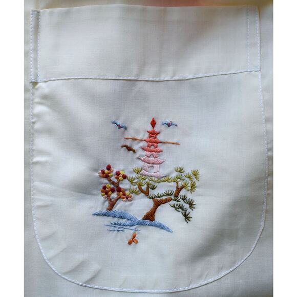 Vintage 80s Embroidered Rayon Blend Wrap Robe, Knee Length, New with Tags, NWT - Picture 7 of 10